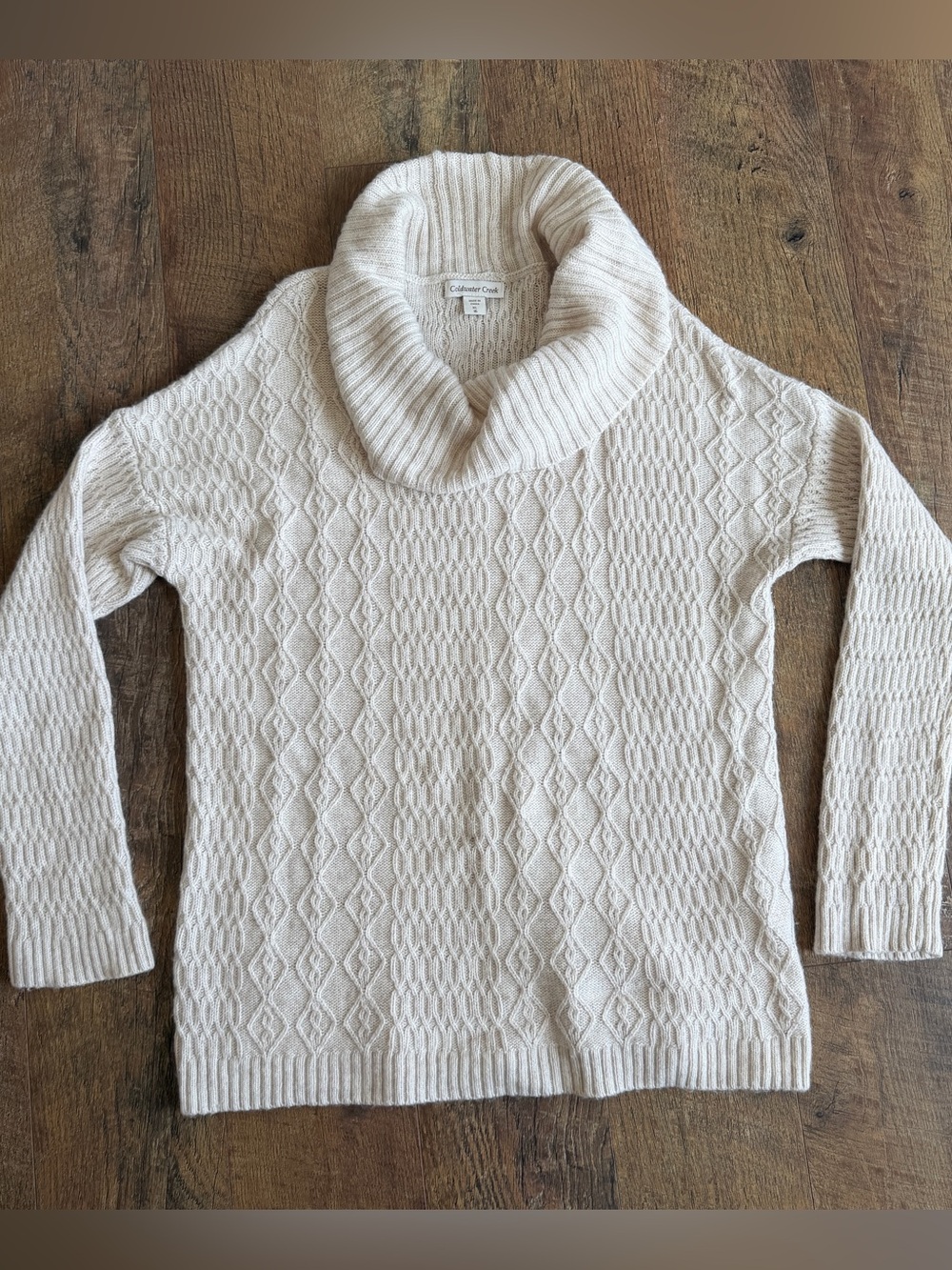 Coldwater Creek Women’s Cable Tight Knit Cowl Neck Sweater Size 16